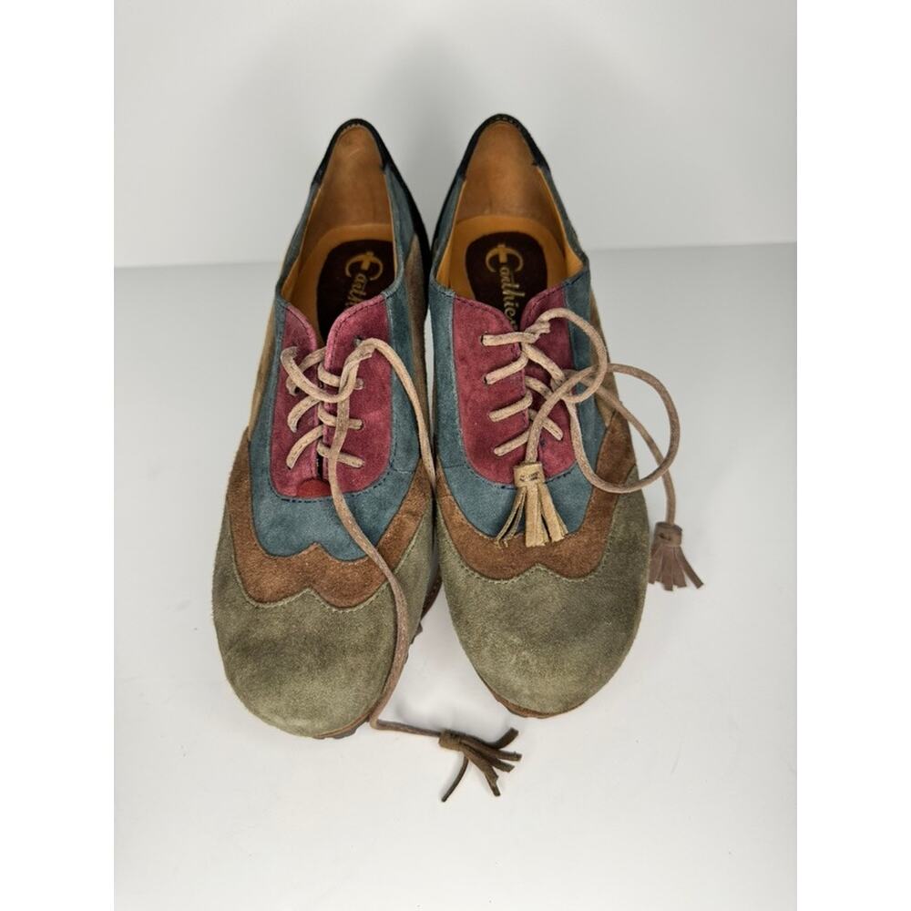 EARTHIES Skellig Vintage Retro Multicolor Suede Platform Heels Size 6.5